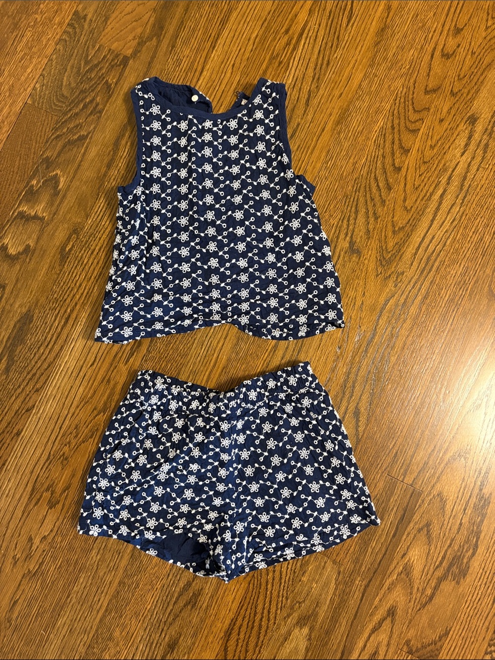 Crewcuts Navy & White Floral Sleeveless Top + Shorts Set